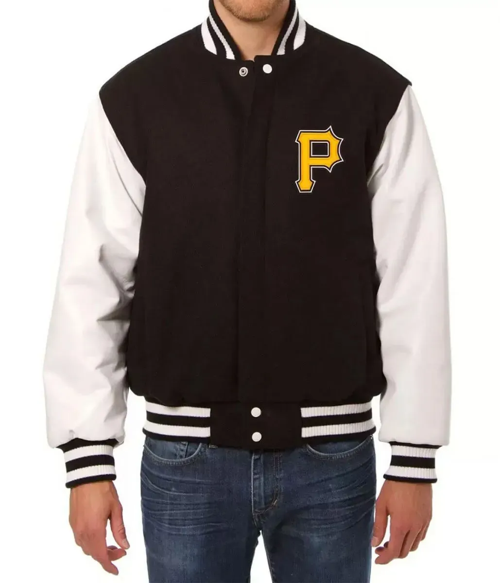Pittsburgh Pirates Black and White Letterman Jacket
