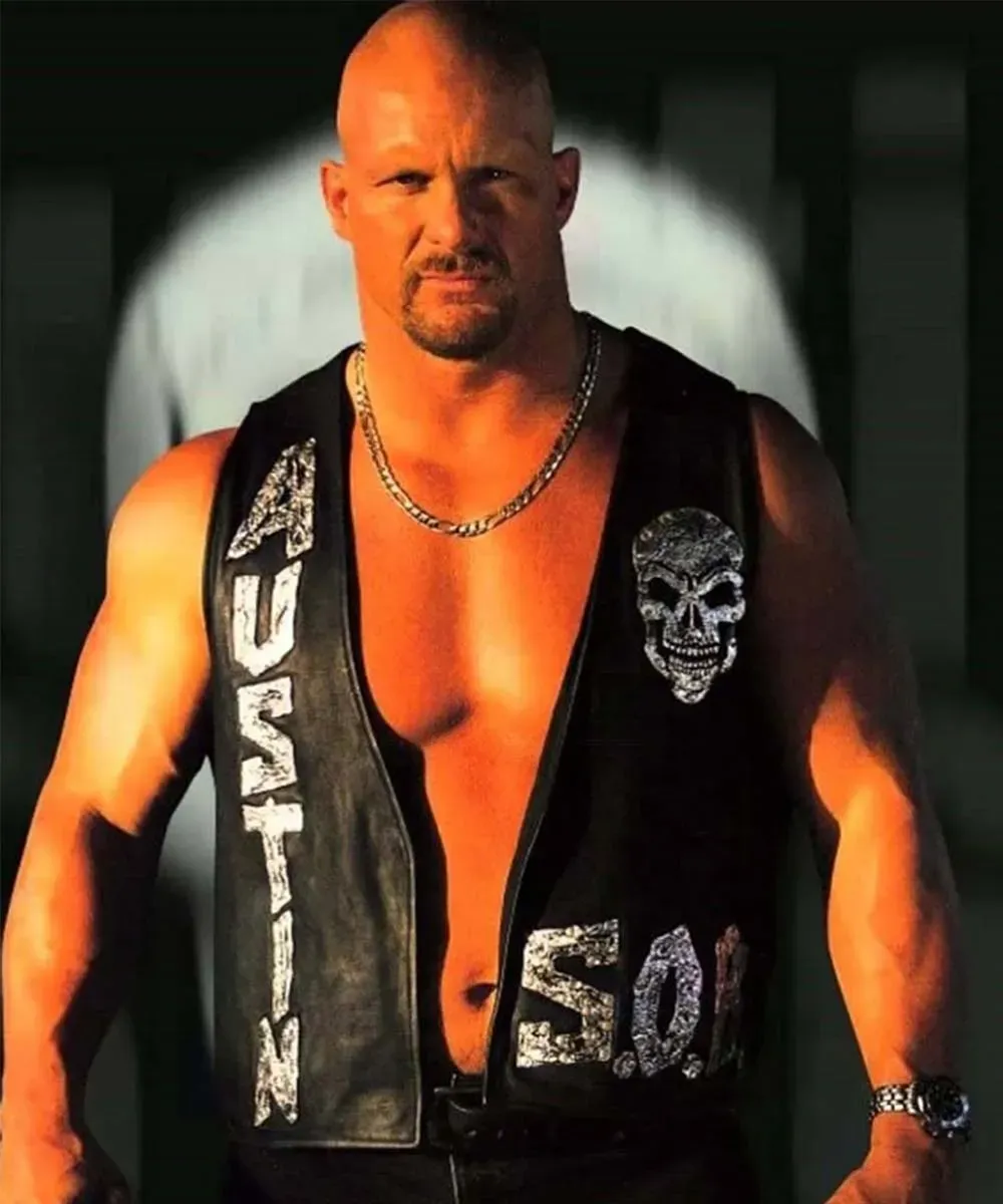 WWE AJ Styles P1 Black Leather Hooded Vest