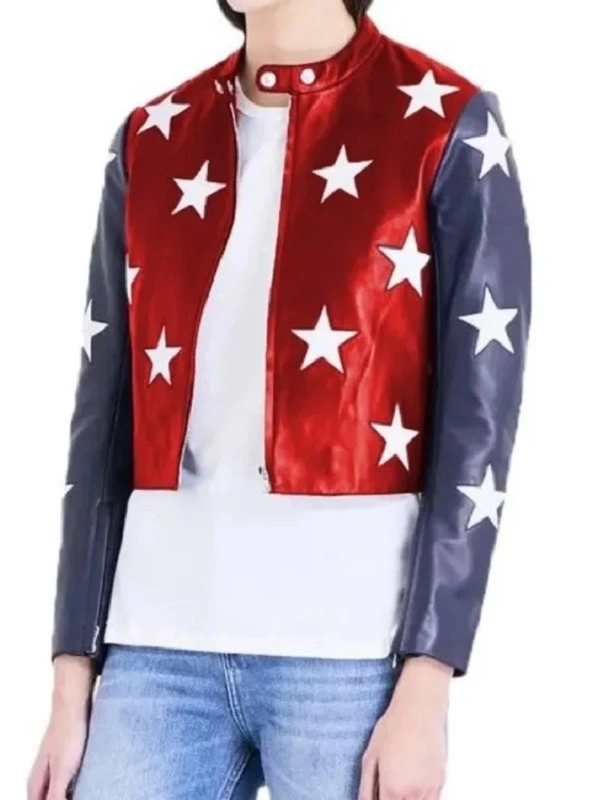 American Flag Cropped Jacket for women