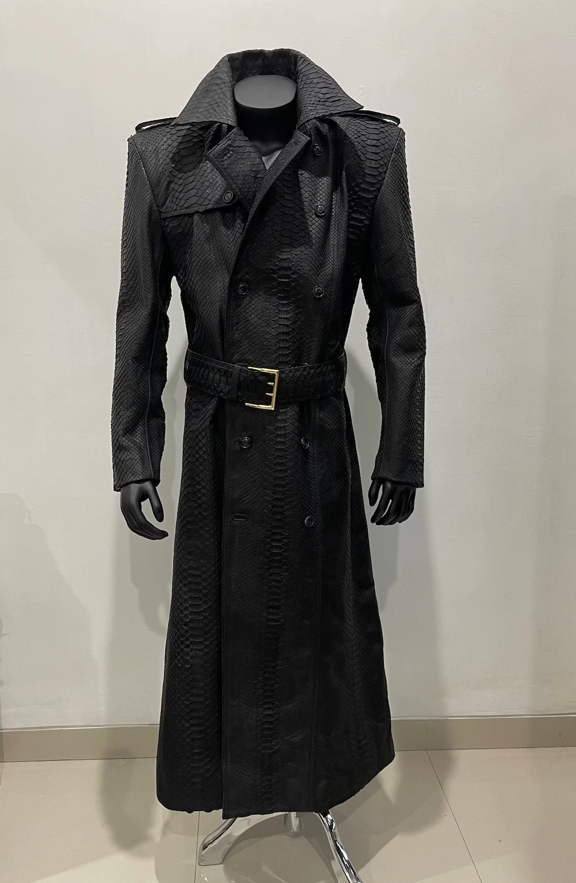 Men’s Snakeskin Python Leather Trench Coat