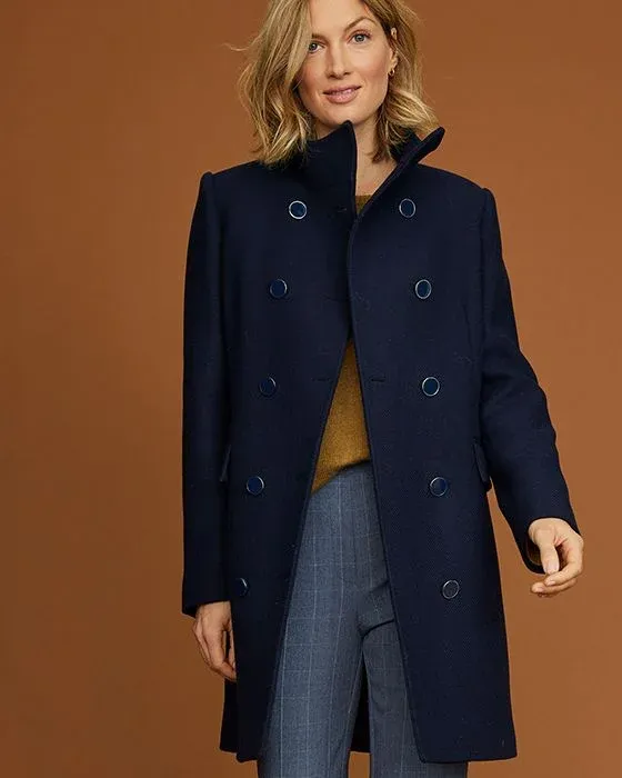 Navy blue wool Long Coat
