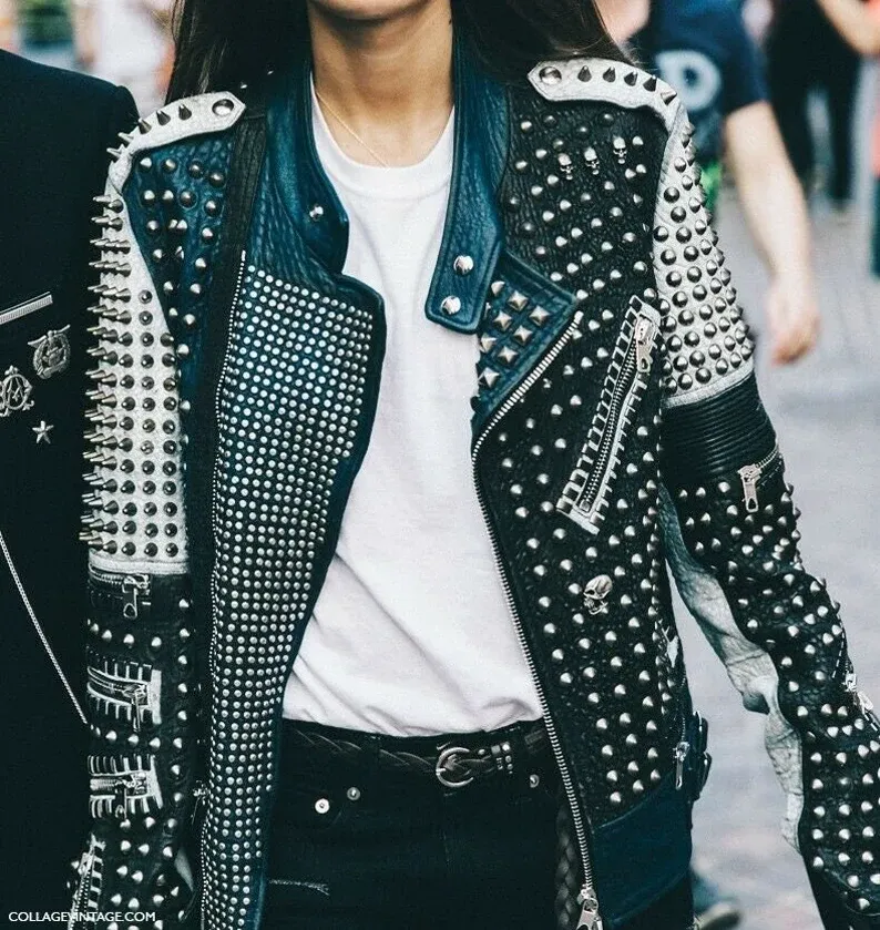 Studded Punk Style Leather Jacket