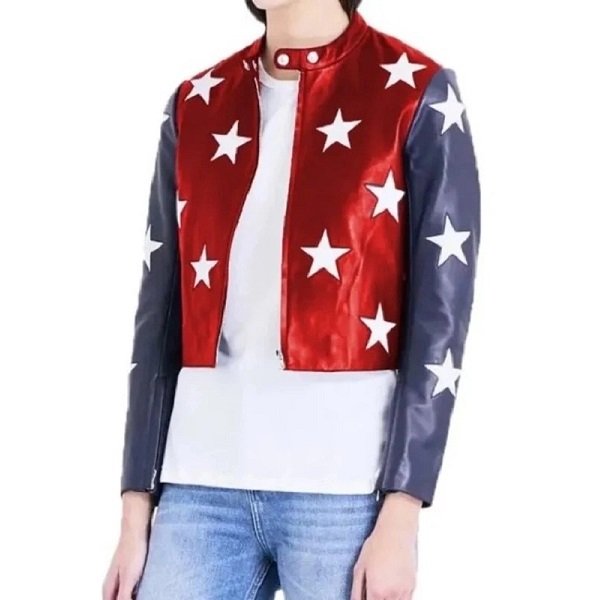 Women's Independence Day Cropped Leather Jacket