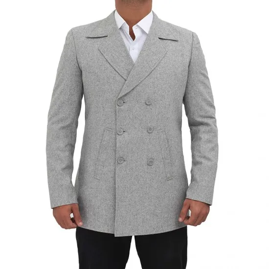 Carl Mens Light Grey Wool Coat