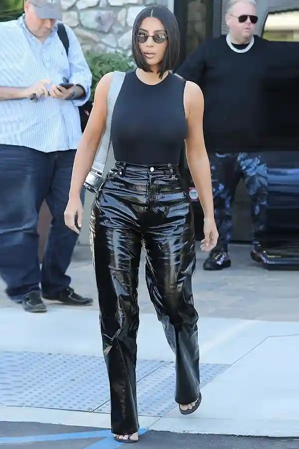 Kim Kardashian Rocks Shinee Leather Trouser