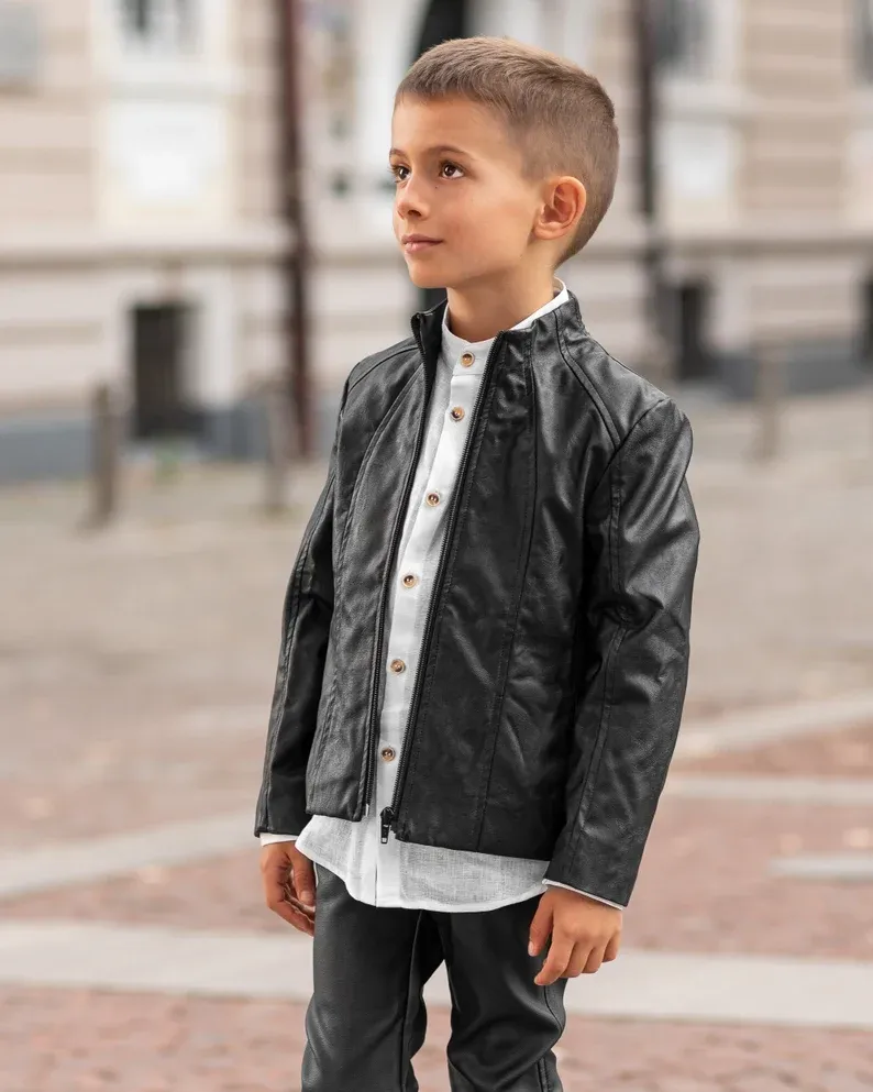 Leather toddler Black leather Jacket