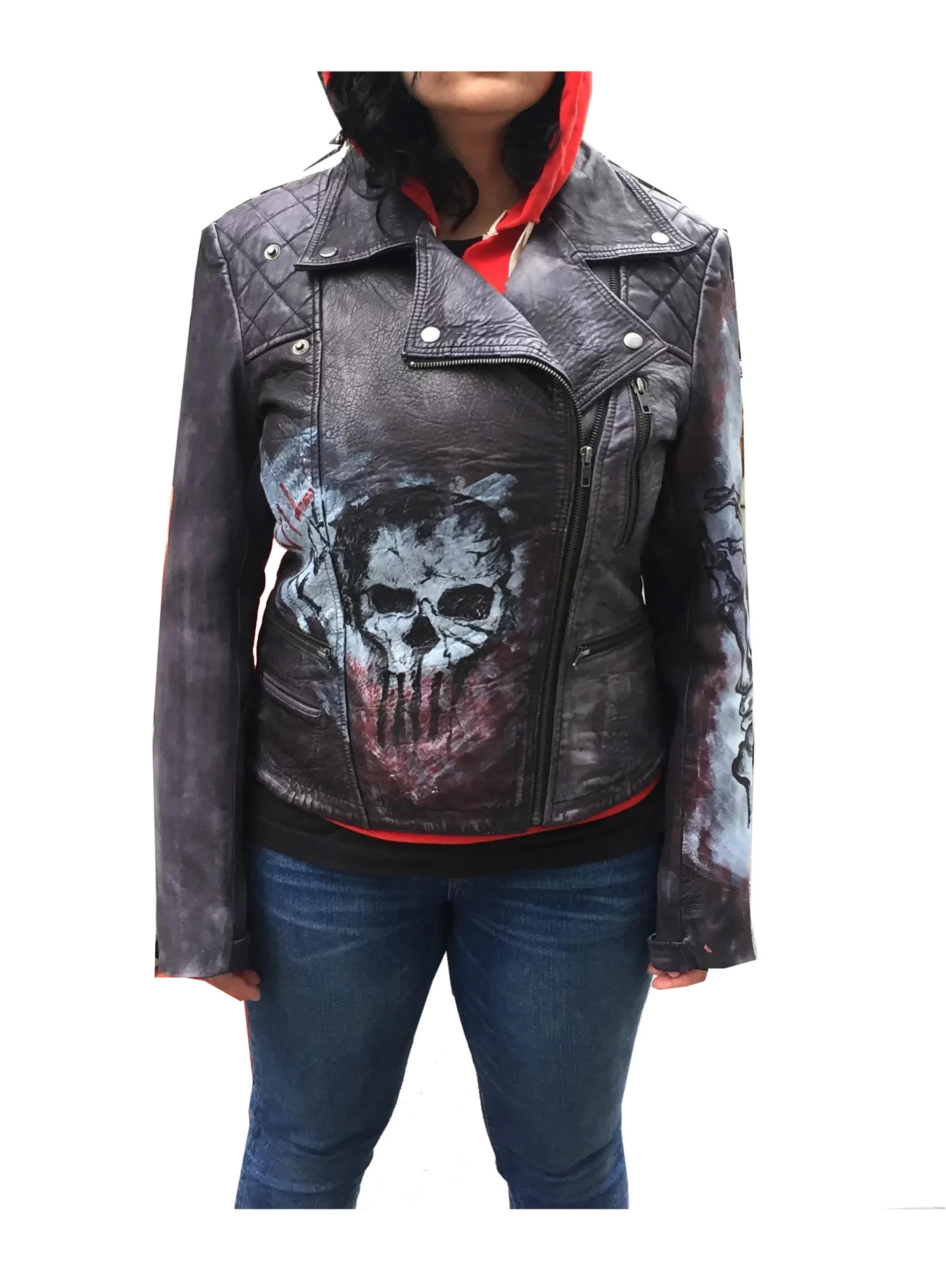 Limited Edition Hand Painted Biker Washed Waxed Leather Jacket