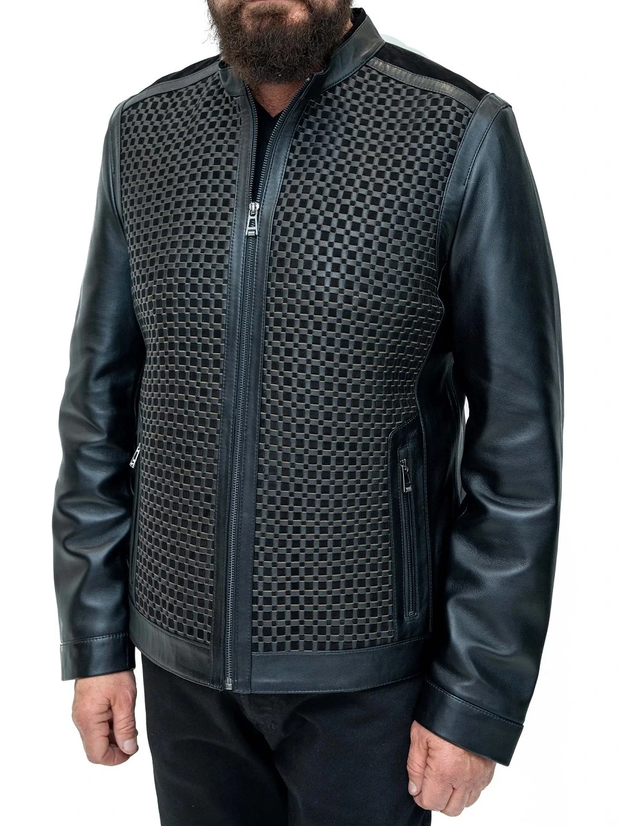 Stylish Nino Checked Leather Jacket