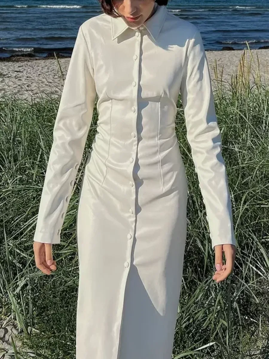 Pu Buttoned Midi Dress