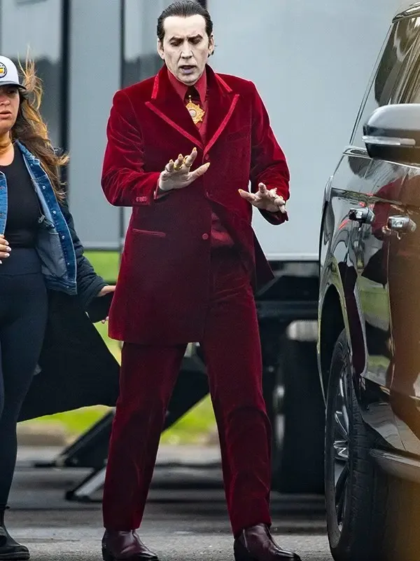 Renfield 2023 Nicolas Cage Red Velvet Suit