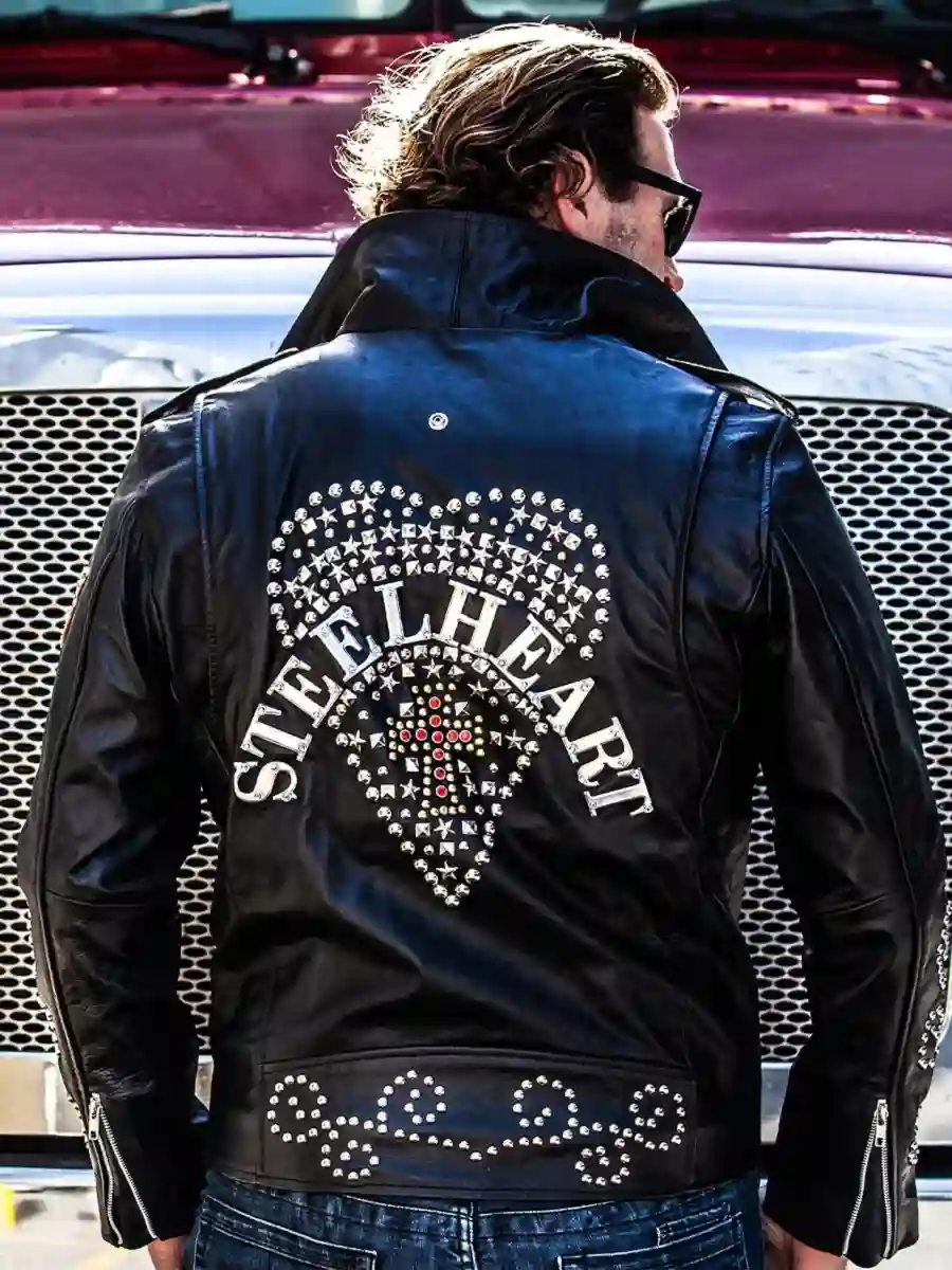 Men's Steel Heart Motorcycle Leather Jacket