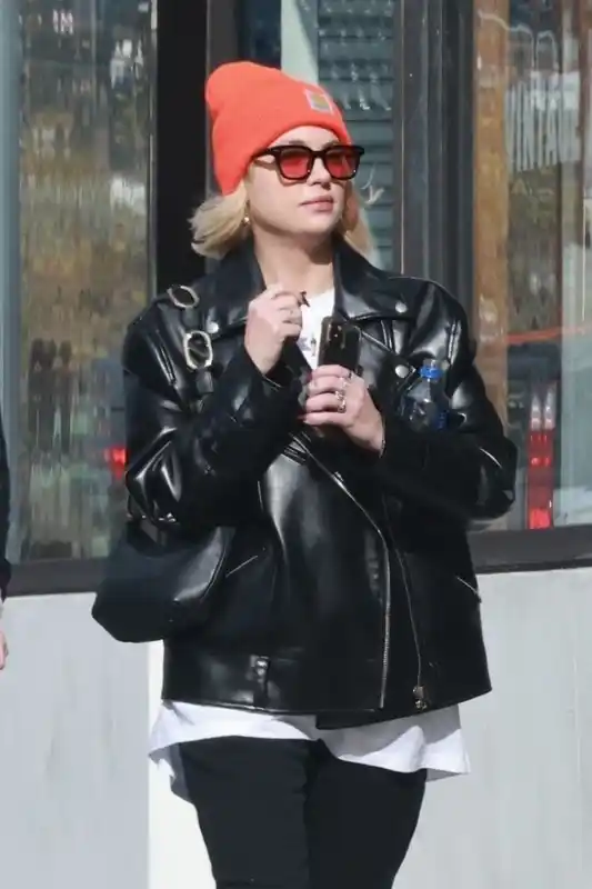 Ashley Benson Oversize Leather jacket