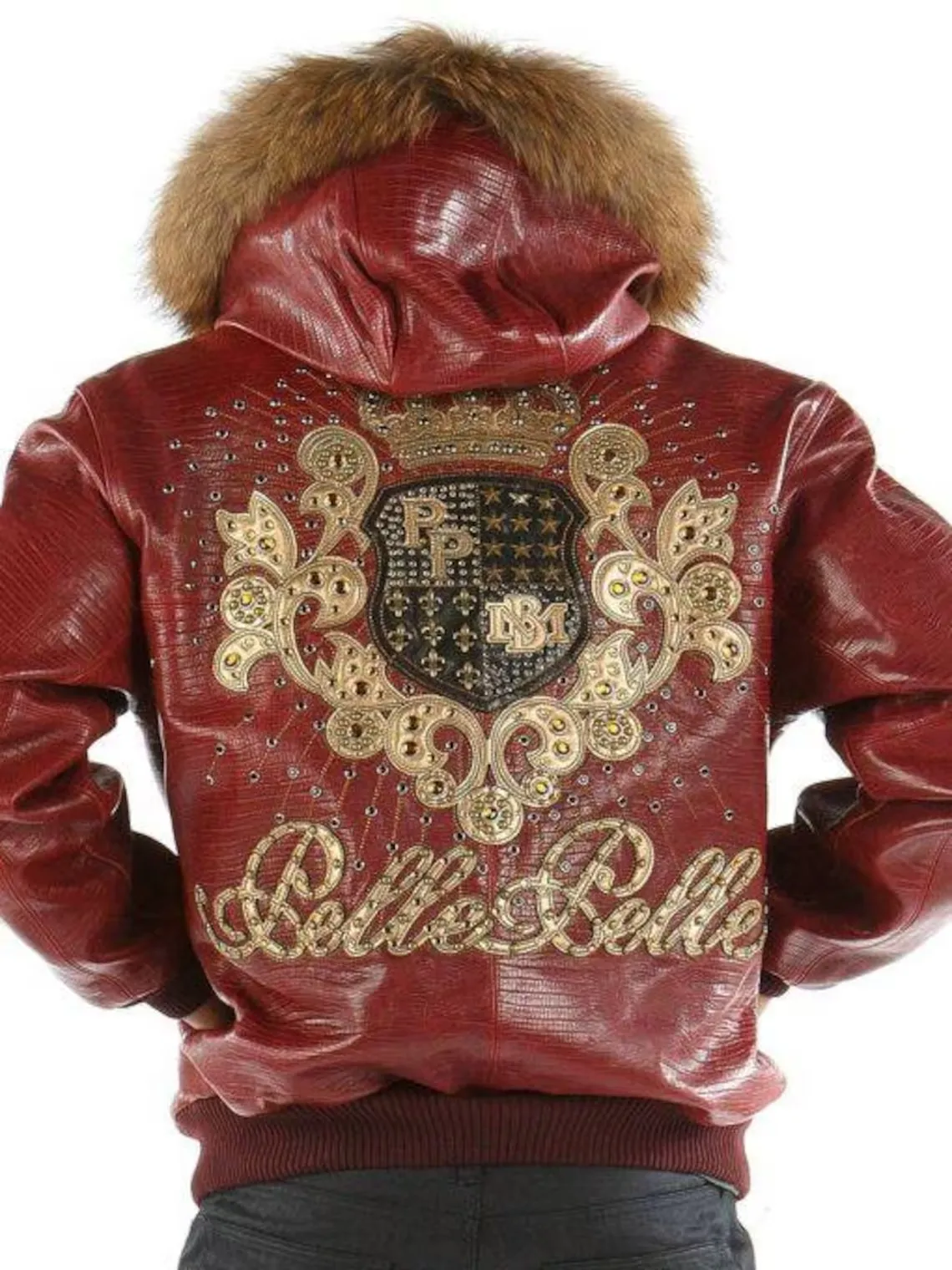 The Crown Pelle Pelle Crest Maroon Leather Jacket