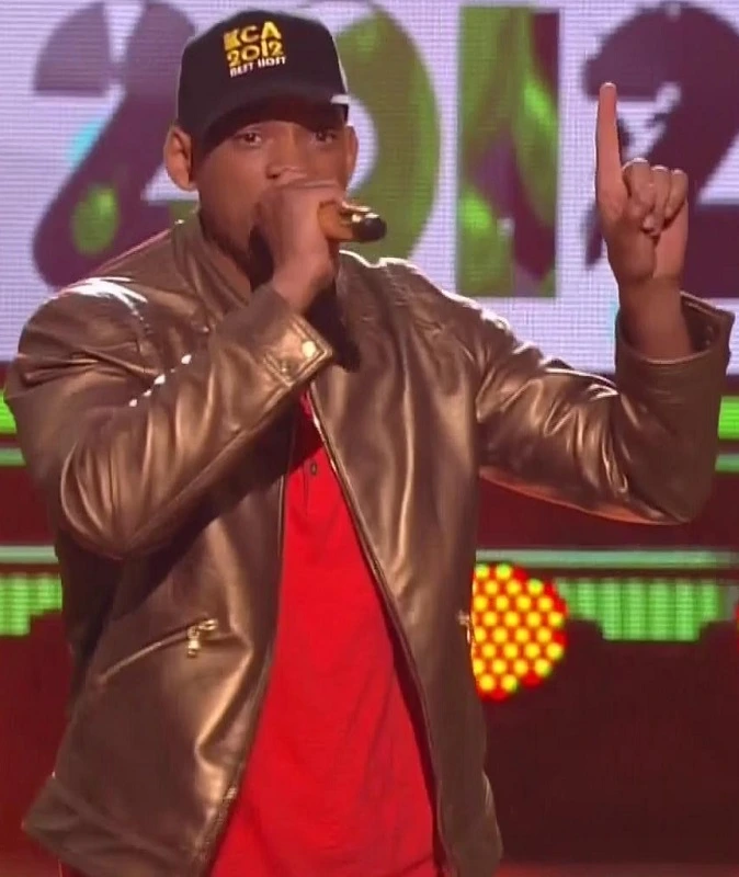 Actor Will Smith in Nickelodeon Kids Choice Awards Brown Leather Jacket
