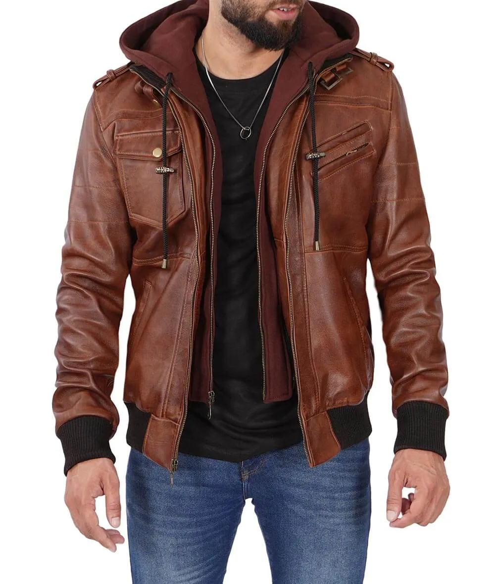 Brown Leather Jacket For Men's