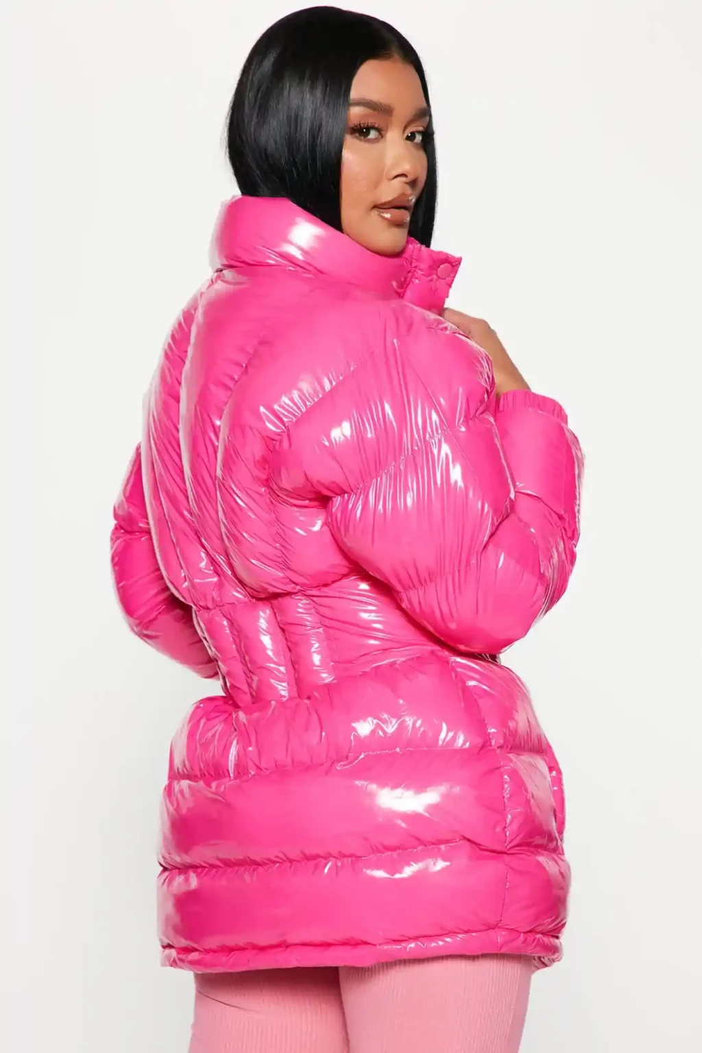 Pink Bubble Puffer Down Jacket for Women