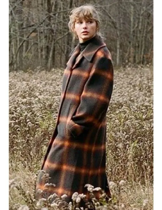 Music Album Evermore Taylor Swift Plaid Trench Coat