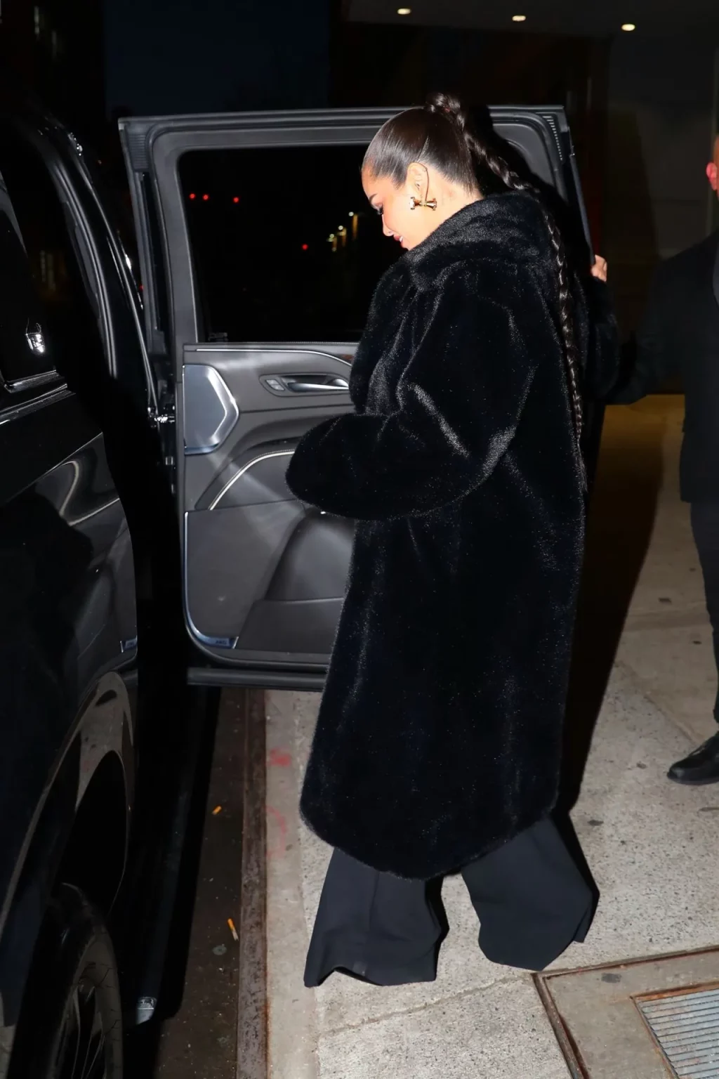 Selena Gomez Rare Black Beauty Fur Coat